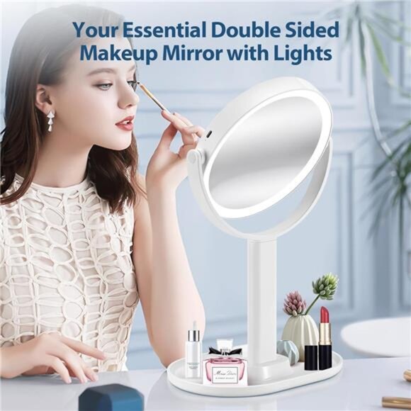 Lighted Makeup Mirror, Type-C Rechargeable 20X Magnifying Mirror - Picture 13 of 14